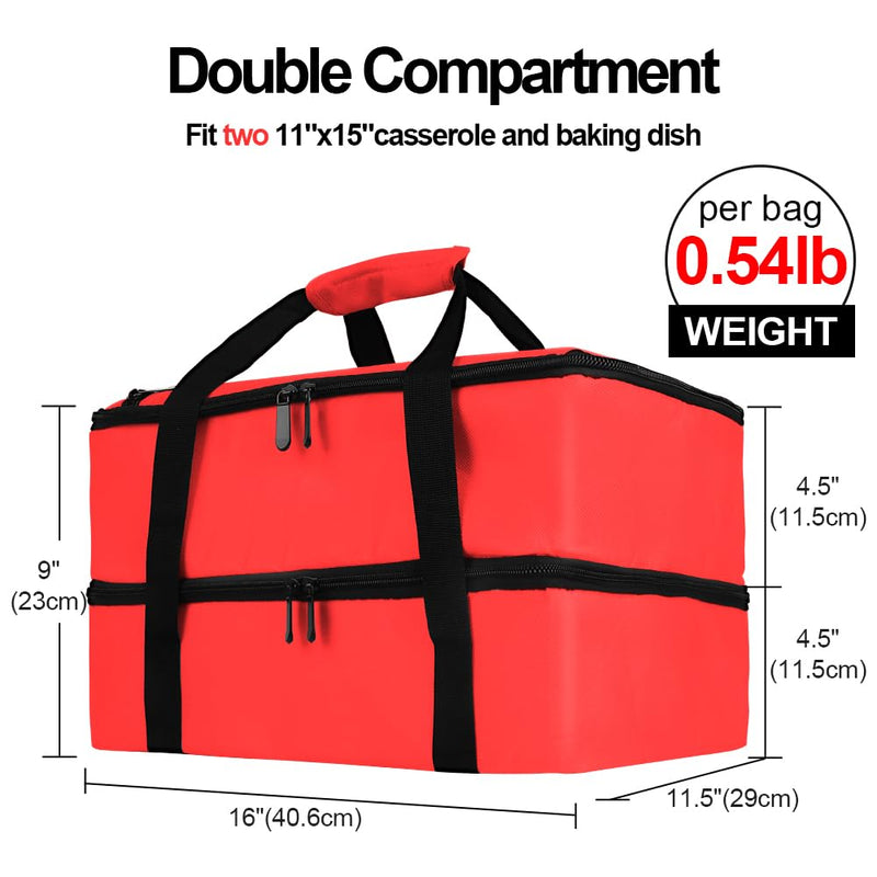 Bodaon Insulated Casserole Carrier Bag, Fits 9x13 and 11x15 Inch Baking Dish with Lid, Casserole Carriers for Hot or Cold Food for Transport (Black)