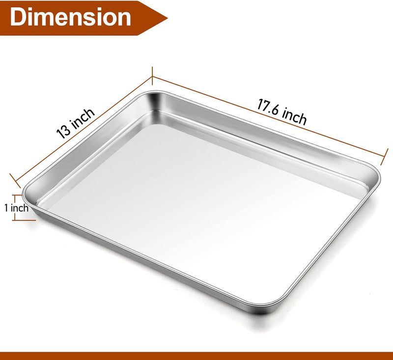 TeamFar Baking Sheet Set - 2-pc Stainless Steel Pan Set Non-toxic  Easy Clean