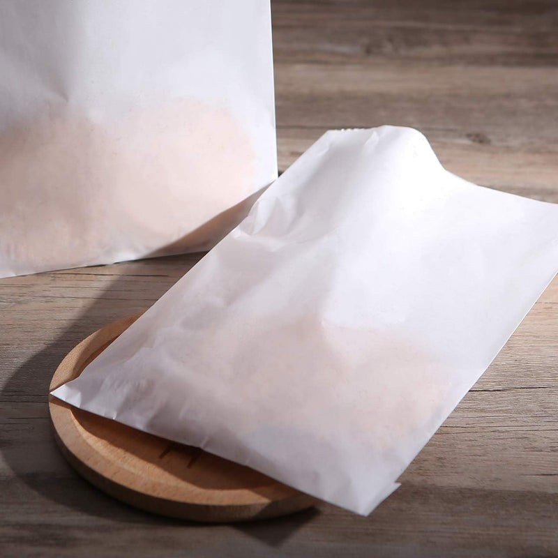 Quotidian Flat Glassine Waxed Paper Treat Bags - 100 Pack 4x6 for Bakery or Party Favors