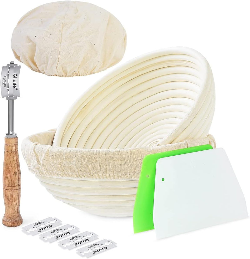 Banneton Proofing Basket Set - Sourdough Bread Baking Kit