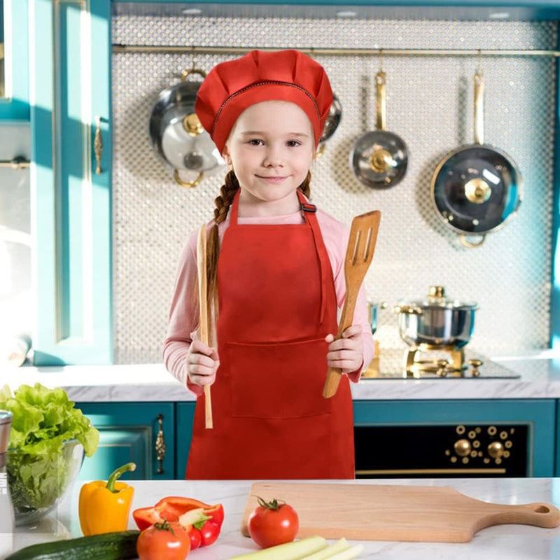 Kids Chef Apron and Hat Set for Cooking Baking and Painting