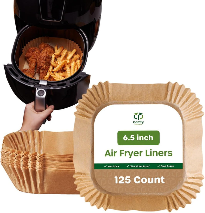 125 Count 8 Disposable Air Fryer Liners - Non-Stick Parchment Paper Waterproof Oil Resistance