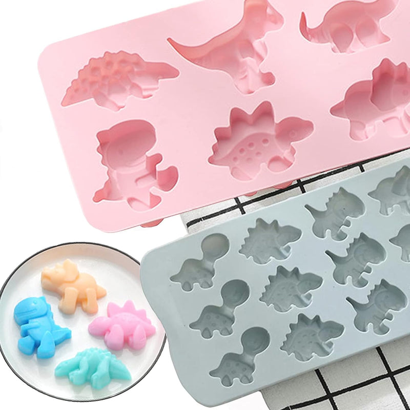 Dinosaur Silicone Candy Molds - Kid-Friendly 3D Christmas Cake Decorations 2 Pack