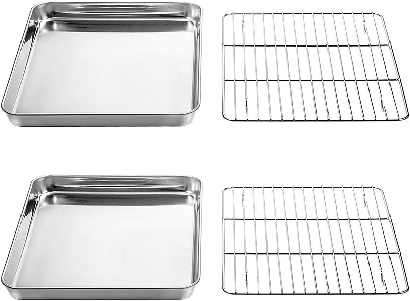 Wildone Baking Sheet  Rack Set - Stainless Steel Non-Toxic Size 16 x 12 x 1 Inch