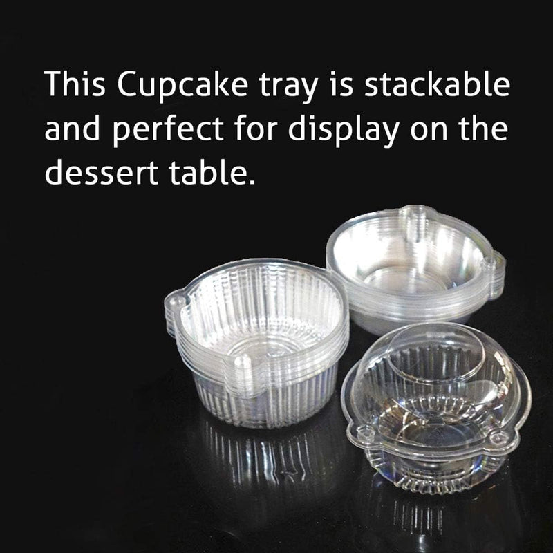 Disposable Clear Plastic Cupcake Containers - Set of 50