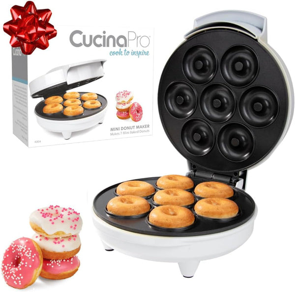 Mini Donut Maker - Electric Non-Stick 7-Doughnut Maker for Kid-Friendly Desserts and Snacks - Unique Gift for Fall Baking and Thanksgiving