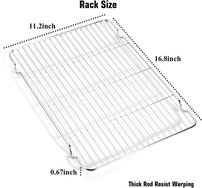 Wildone Baking Sheet  Rack Set - Stainless Steel Non-Toxic Size 16 x 12 x 1 Inch