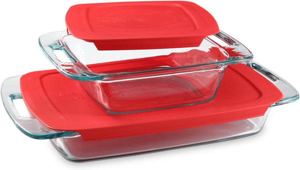 Pyrex Easy Grab 4-PC Extra Large Baking Set with Lids and Handles
