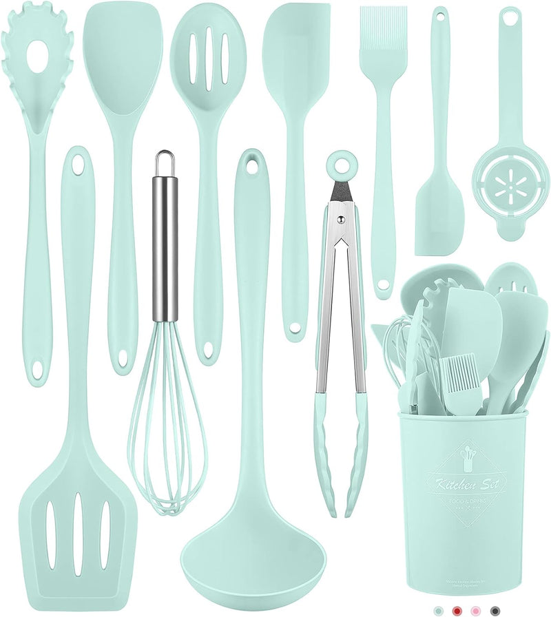 12-Piece Silicone Cooking Utensil Set - Dishwasher Safe  Heat Resistant 392F - Nonstick Kitchen Utensils for Cookware