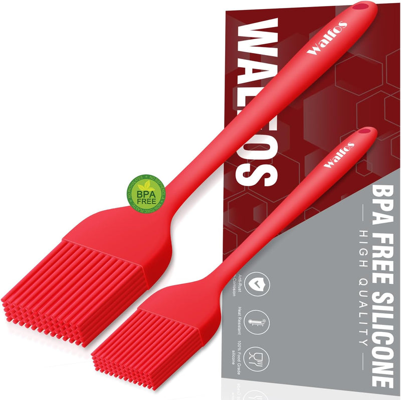 Walfos Silicone Basting Pastry Brush Set 2 Pcs - Heat Resistant for BBQ Baking  Cooking