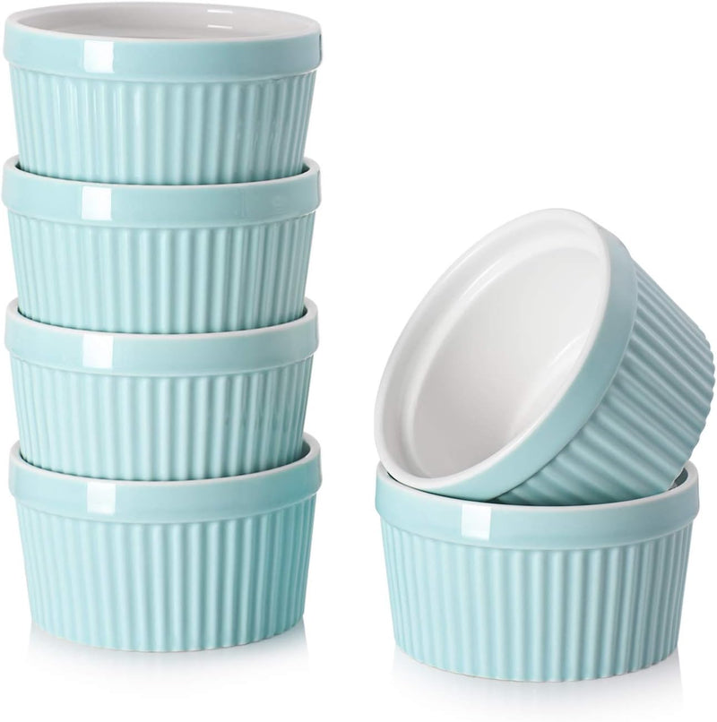 DOWAN Porcelain Ramekin Set - 4oz Baking 6 White