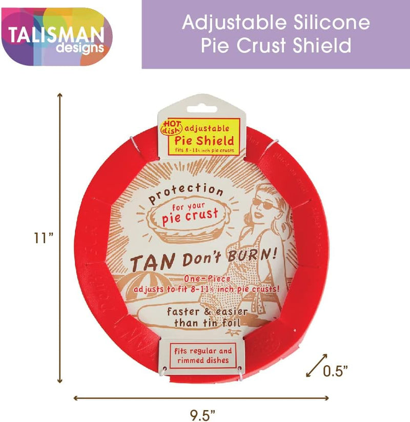 Talisman Designs Baking Pie Crust Shield Protector Cover for Edges of Pie - 8-inch to 11.5-inch Adjustable Silicone Baking Accessory for Making the Perfect Pie | Set of 1