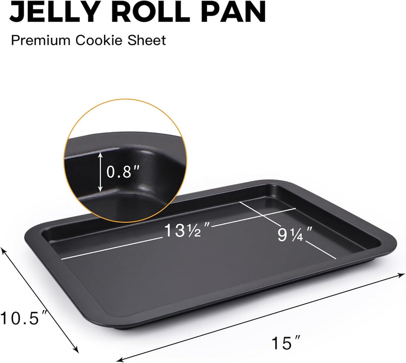 HONGBAKE Baking Sheet Pan Set - Nonstick Bakeware with Wider Grips 3 Pack Dishwasher Safe