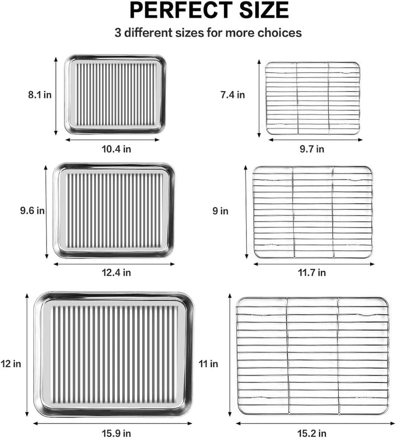 Stainless Steel Baking Set with Cooling Rack and Silicone Mat - 9 Pieces