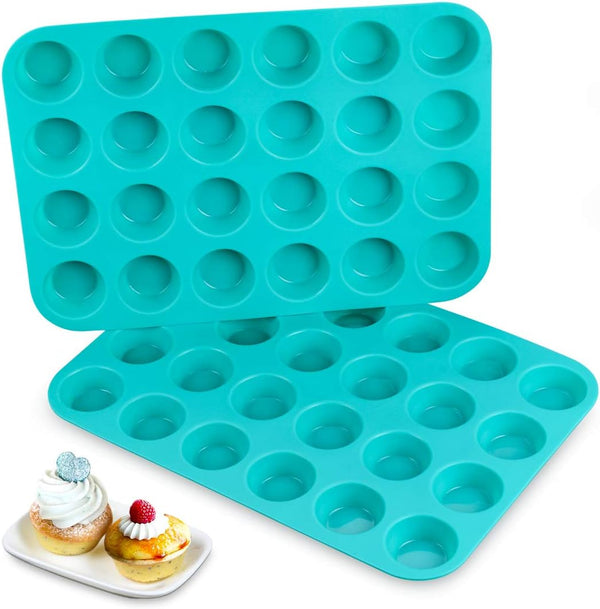 Silicone Muffin Pan Set - 12 Cup Cupcake Baking Molds Pack of 2