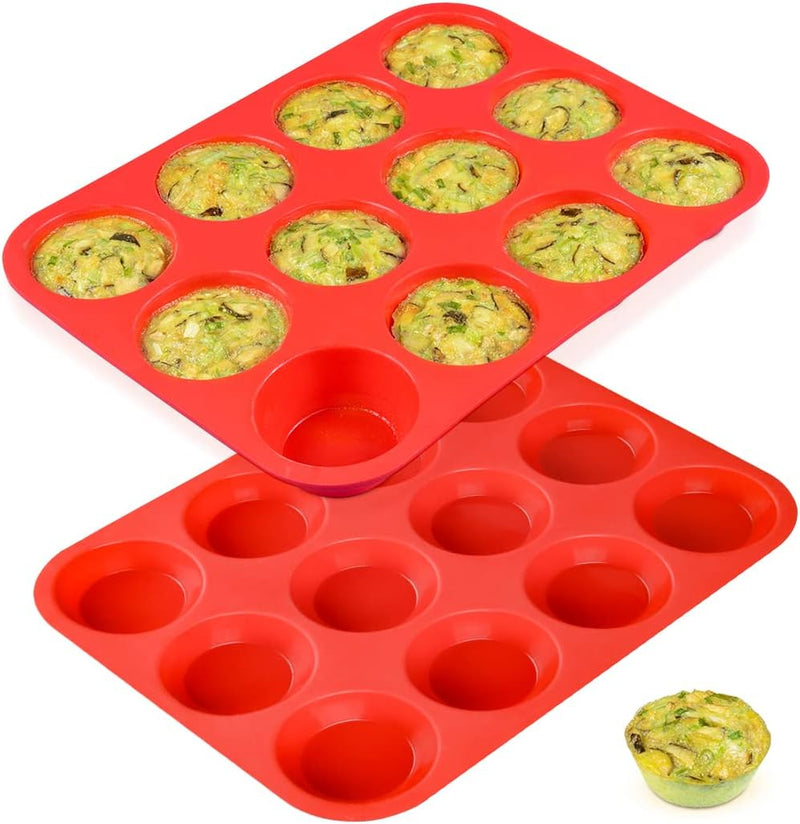 Nonstick Silicone Muffin Pan - BPA Free 12 Cupcake Mold - Regular Size