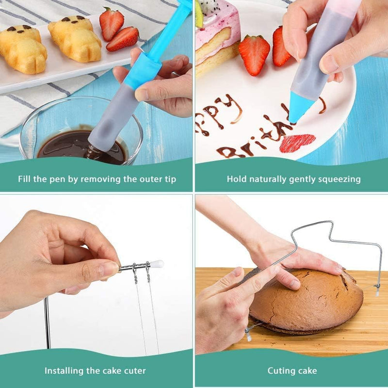 Baking Set for Beginners - 206 PCS Cake Decorating Supplies Kit with Turntable and Piping Tips - Cake Lovers Must-Have