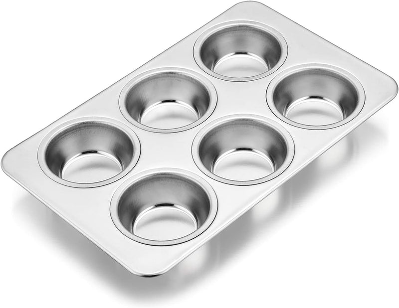 Stainless Steel 6-Cup Muffin Pan Set - Non-toxic  Dishwasher Safe - Regular Size