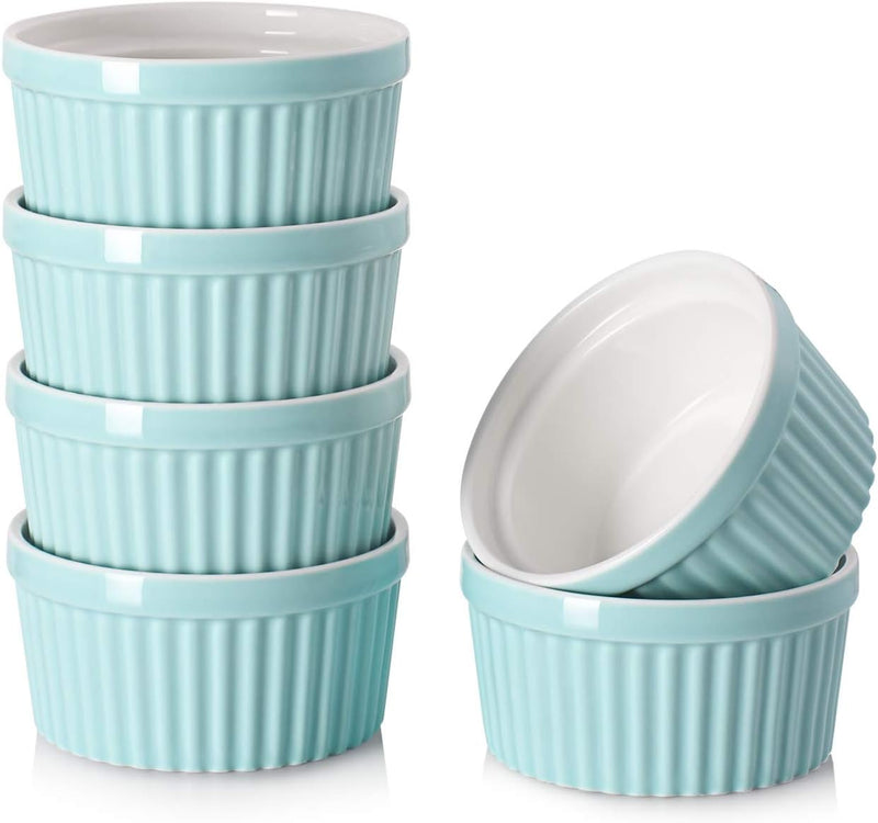 DOWAN Porcelain Ramekin Set - 4oz Baking 6 White