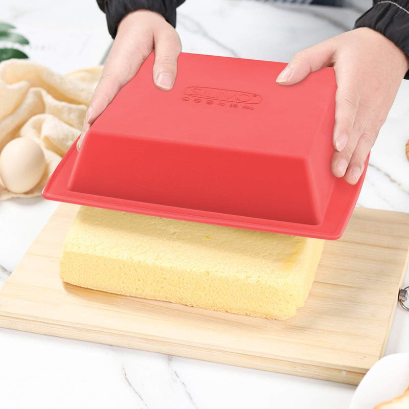Set of 2 Nonstick Silicone Square Cake Pans - 8x8 Baking and Brownie Molds