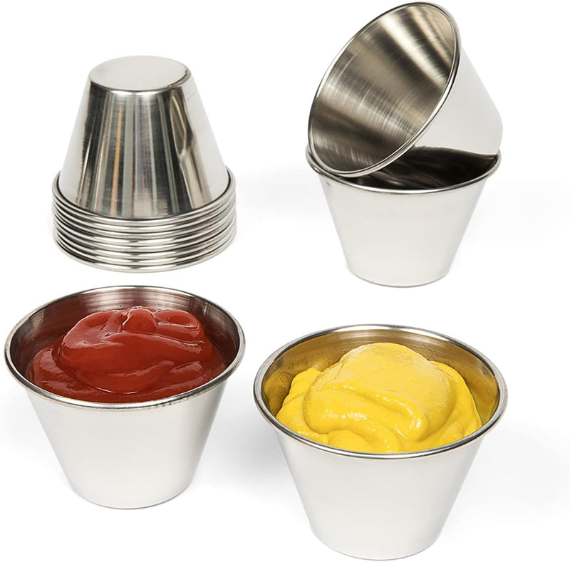 Stainless Steel Ramekin Sauce Cups - Commercial Grade 12 count 15 oz