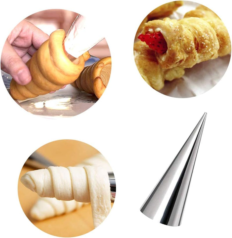 20 Pack Cream Horn Molds - Stainless Steel Baking Cones for Cannolis and Ice Cream - 33 Inch Standing Cone Shape