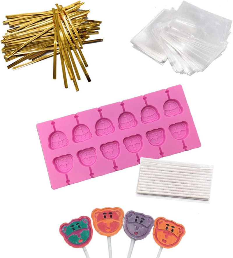 AKINGSHOP Silicone Cake Pop Mold Set with 60Pcs Sticks Bags and Twist Ties - Great for Lollipops Hard Candy Cake Pops and Chocolates