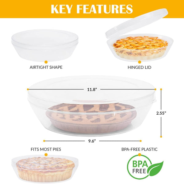 Plastic Pie Carrier with Lid - BPA Free Airtight Washable - Keeps Baked Goods Fresh - 1175 x 925 x 325 Container