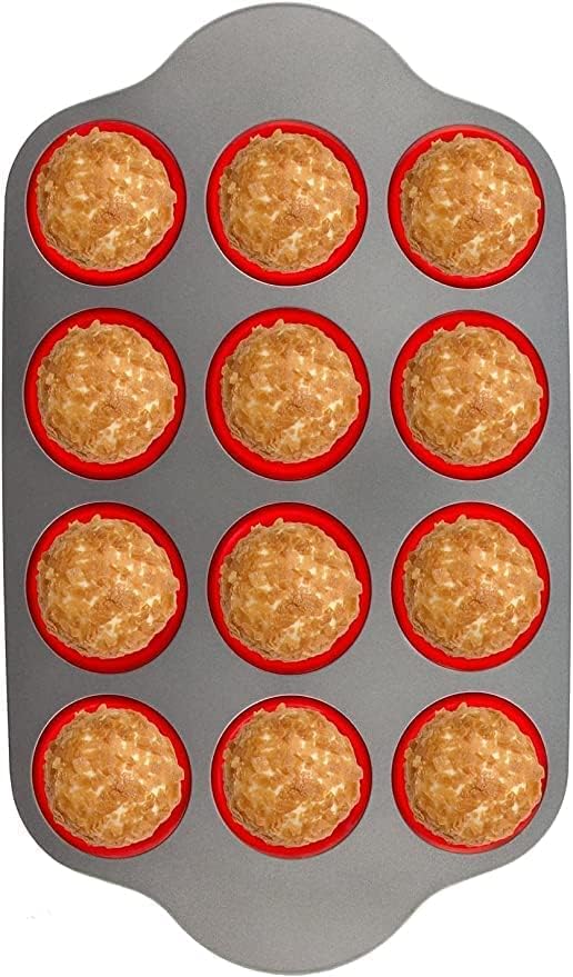 Non-Stick Silicone Muffin Pan - 12 Cups with Steel Frame - BPA Free  Non-Toxic