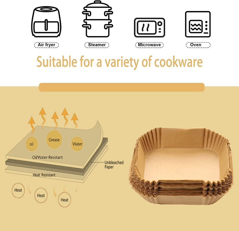 Disposable Air Fryer Liners - 100 Non-stick Parchment Sheets 63inch Round