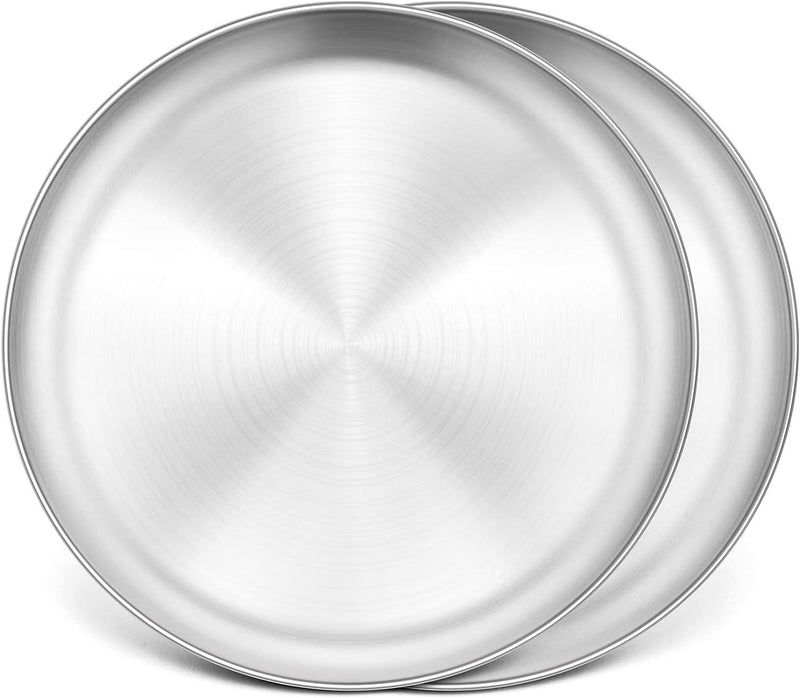 Stainless Steel Pizza Pan Set of 2 - 13 Round Tray for Pizza Pie Cookie and Cake