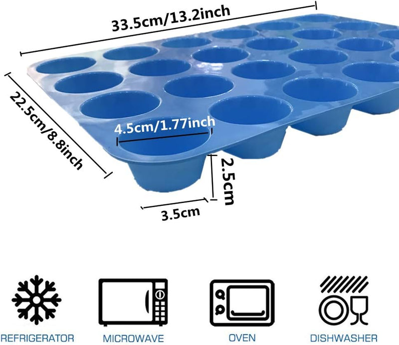 24 Cup Silicone Muffin Pan Set - Reusable Non-Stick Cake Molds - Dishwasher  Microwave Safe Red1 Pack