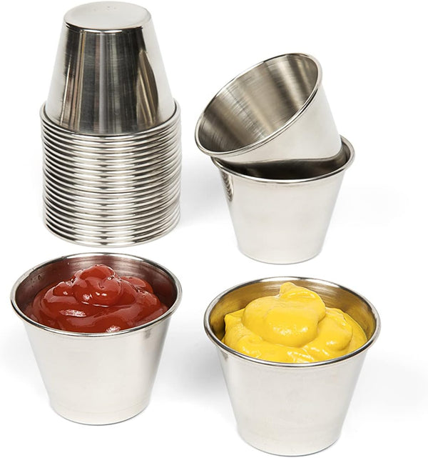 Stainless Steel Ramekin Sauce Cups - Commercial Grade 12 count 15 oz