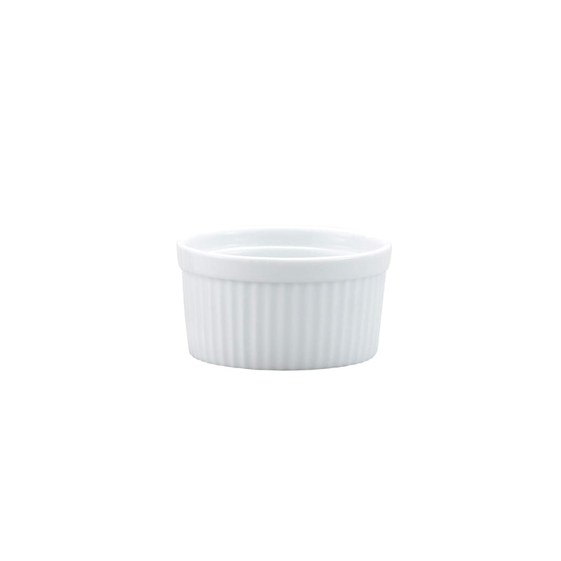 Set of 6 HIC Souffle Ramekins - Fine White Porcelain 6-Ounce Durable and Versatile for Baking Desserts and Appetizers - Microwave Broiler and Dishwasher Safe