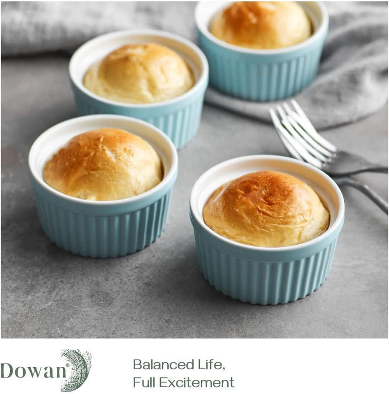 DOWAN Porcelain Ramekin Set - 4oz Baking 6 White