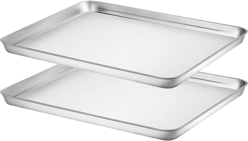 2-Piece Baking Sheet Set - Rectangle 18x13x1 Stainless Steel Non-Toxic  Easy to Clean