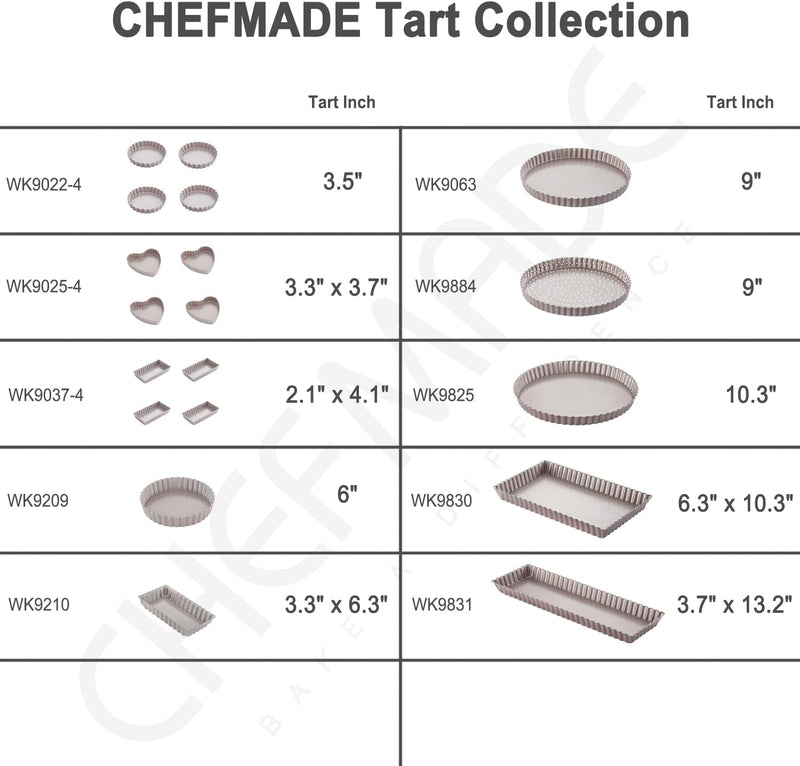 Chefmade 95 Non-Stick Tart Pan with Removable Bottom - Champagne Gold