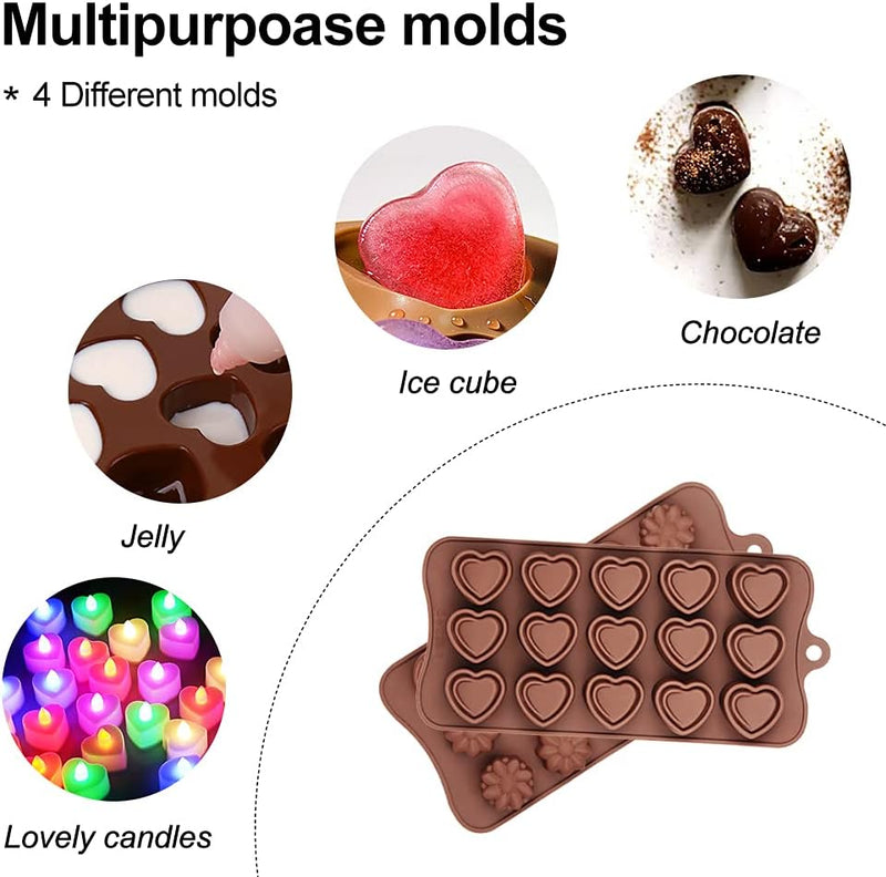 Food Grade Silicone Chocolate Molds - Set of 4 - No-Stick Baking  Candy Making