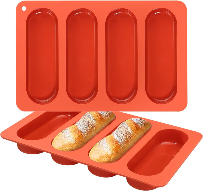 Corn Stick Bread Pan Set - 2 Silicone Molds for Baking Cornbread Sticks