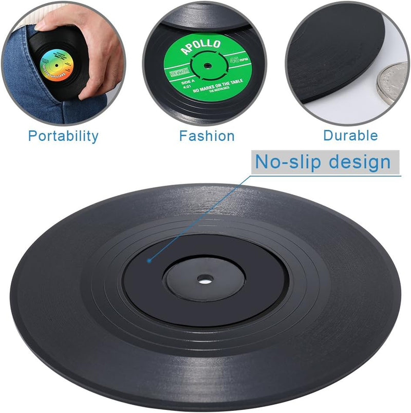 Novelty Vinyl Record Coasters - Absorbent and Protective 6-Pack by ZAYAD