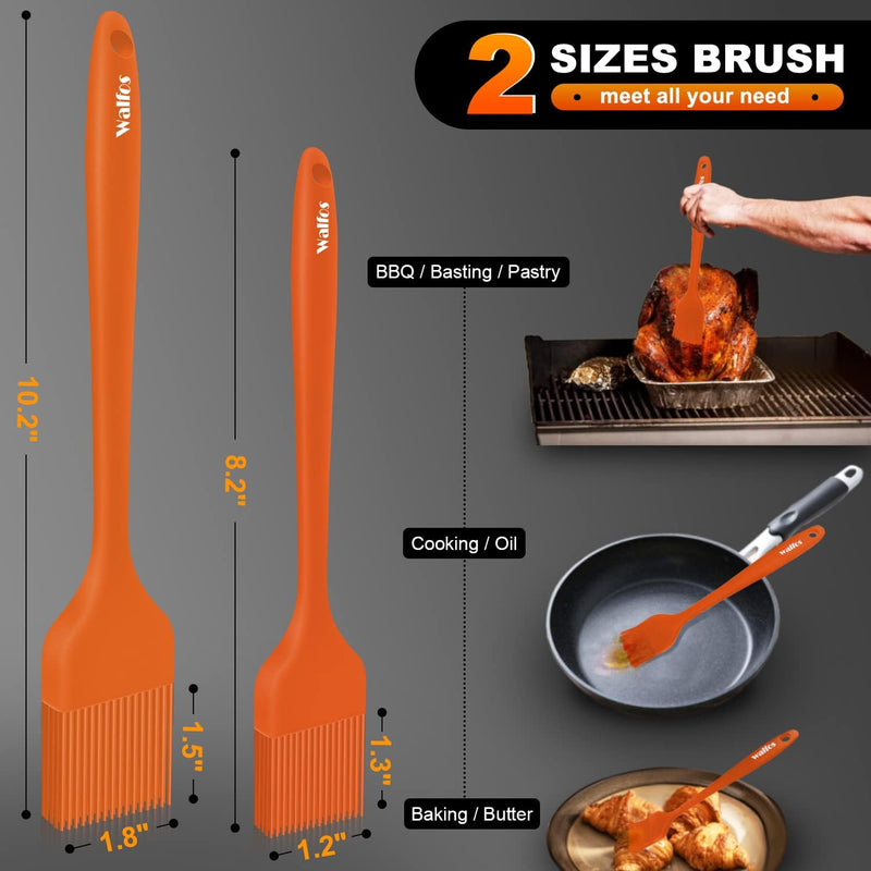 Walfos Silicone Basting Pastry Brush Set 2 Pcs - Heat Resistant for BBQ Baking  Cooking