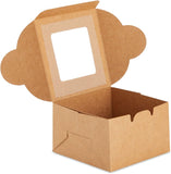 50 Pack 4x4x2 Dessert Boxes with Window, Bulk Bakery Containers for Cookies, Mini Pies, Cupcakes (Kraft Paper)