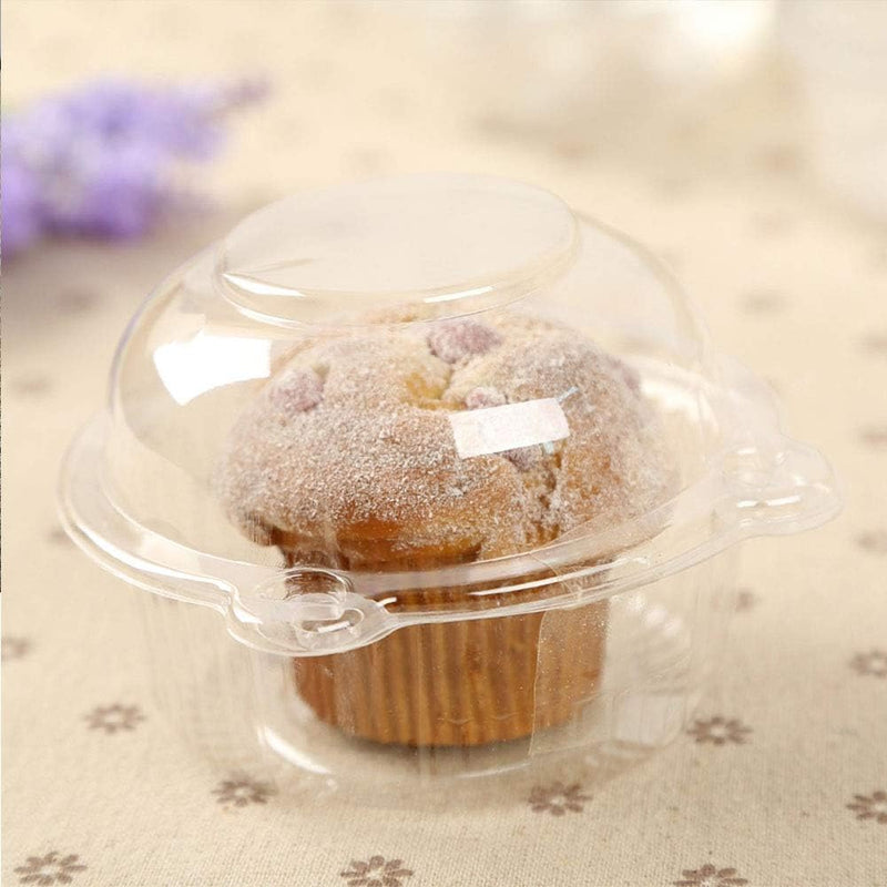 Disposable Clear Plastic Cupcake Containers - Set of 50