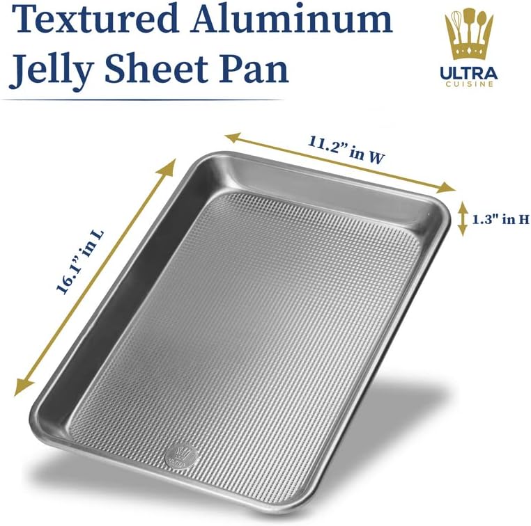 Professional Quarter Sheet Baking Pans - Set of 2 Aluminum Cookie Sheets - Rimmed 9x13-inch for Baking and Roasting