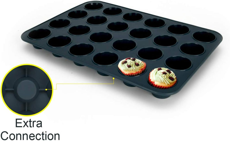 Vnray Silicone Muffin Baking Pan 2-Pack - Nonstick 12 Cup Cake Molds Grey BPA Free