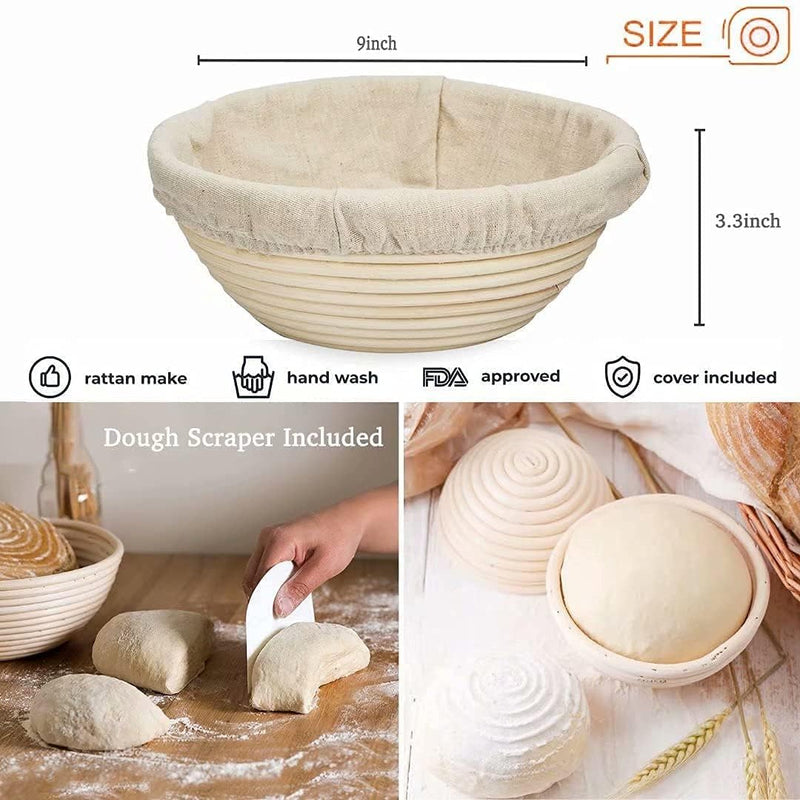 Bread Banneton Proofing Basket Set - 9 Inch with Tools for Sourdough and Artisan Breads