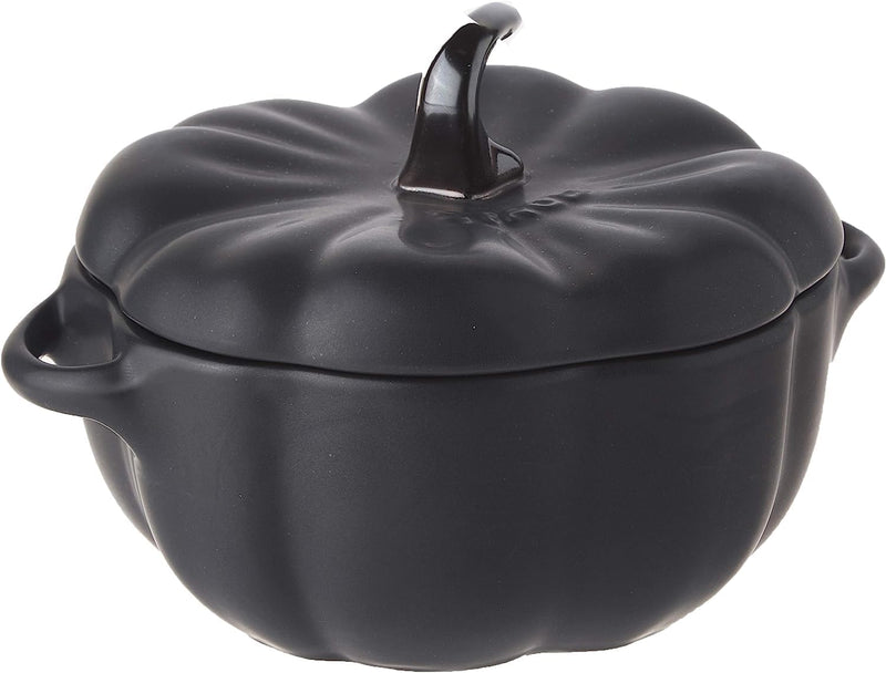 STAUB 075-qt Petite Ceramic Pumpkin - Oven  Stove Safe - Candy DishBaking Dish - Matte Black