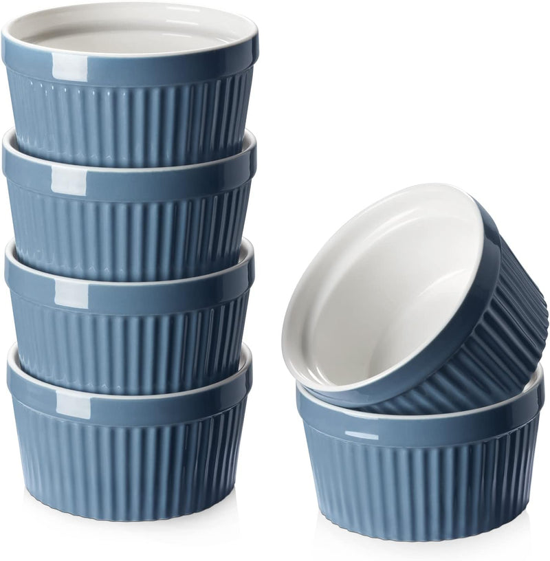 DOWAN Porcelain Ramekin Set - 4oz Baking 6 White