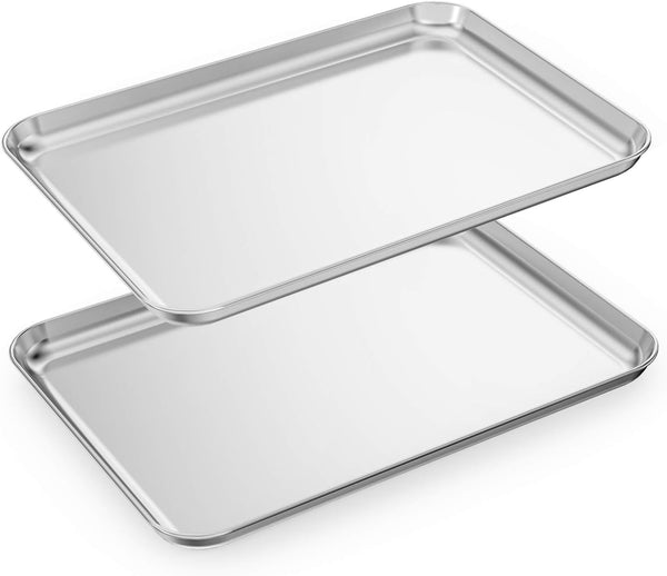 2-Piece Baking Sheet Set - Rectangle 18x13x1 Stainless Steel Non-Toxic  Easy to Clean