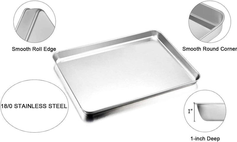 TeamFar Baking Sheet Set - 2-pc Stainless Steel Pan Set Non-toxic  Easy Clean